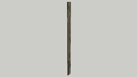 A tall, narrow, metallic post with a flat base is shown against a plain light gray background. The post, ideal for structural projects using Timberix CAD Resources, features multiple holes or slots along its length.