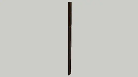 A single, upright, dark brown wooden plank stands vertically against a plain, light gray background—ideal for showcasing Timberix CAD Resources in architectural renderings.