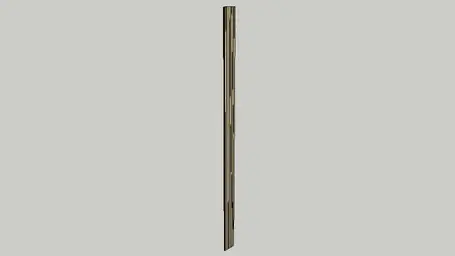 A vertical, metallic, slotted shelf bracket or standard from Timberix CAD Resources is shown against a plain light gray background. The thin bracket features evenly spaced rectangular holes along its length.