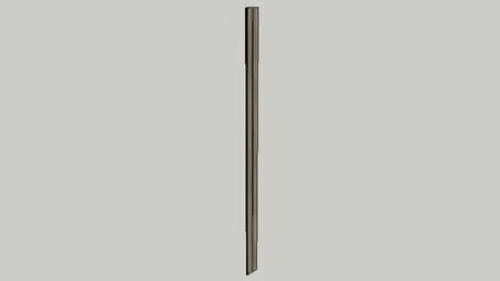 A thin, vertical wooden plank from Timberix CAD Resources stands upright against a plain, light gray background.