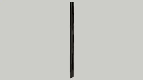 A single, upright, narrow black pole stands vertically against a plain light gray background, subtly highlighting the precision and simplicity found in Timberix CAD Resources.