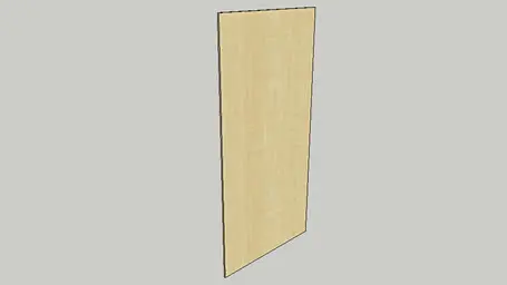 A single, vertical, rectangular wooden plank with a light wood grain texture stands upright against a plain, light gray background—ideal for Timberix CAD Resources visualizations.